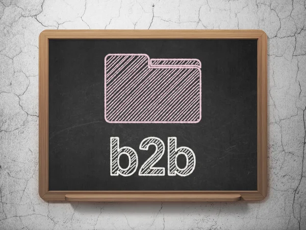 经营理念： 文件夹和 b2b 黑板背景 — 图库照片