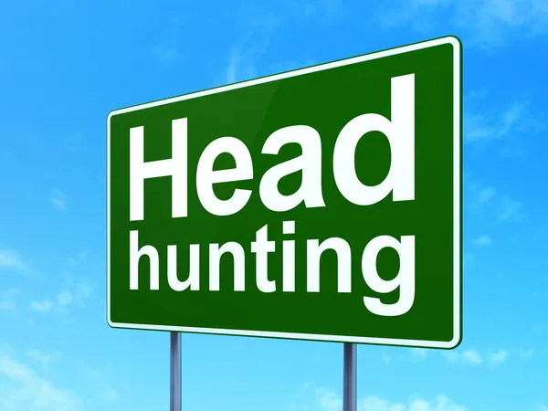 Business concept: Head Hunting on road sign background — Stock Photo, Image