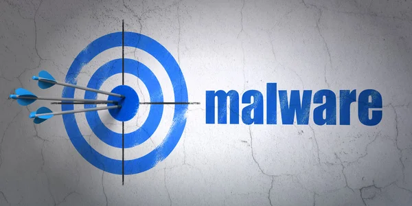 Security concept: target and Malware on wall background — Stock Photo, Image
