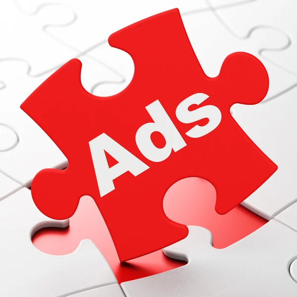 Marketingconcept: advertenties op puzzel achtergrond — Stockfoto