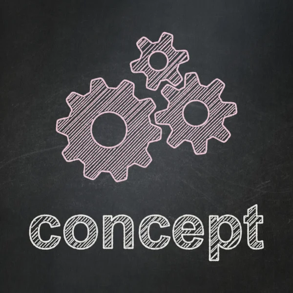 Advertising concept: Gears and Concept on chalkboard background — Stock Photo, Image