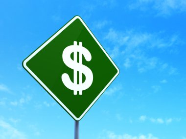 para birimi kavramı: Doları yol işareti zemin üzerine