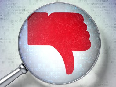 sosyal medya kavramı: optik cam dijital arka başparmak aşağı