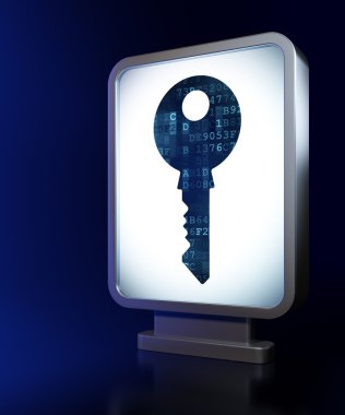 Gizlilik kavramı: billboard arka plan üzerinde anahtar