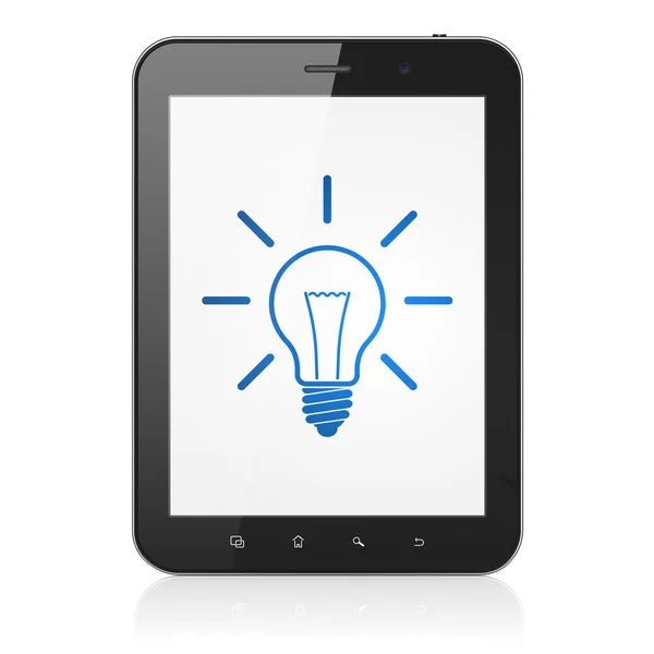 Business concept: Light Bulb on tablet pc computer — Stock Photo, Image
