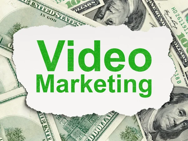 Conceito de negócio: Marketing de vídeo em fundo de dinheiro — Fotografia de Stock