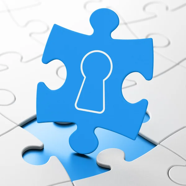 Information concept: Keyhole on puzzle background — Stock Photo, Image