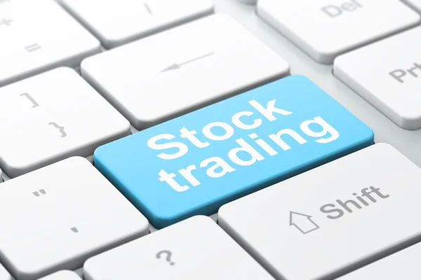 Conceito de finanças: Stock Trading no fundo do teclado do computador — Fotografia de Stock