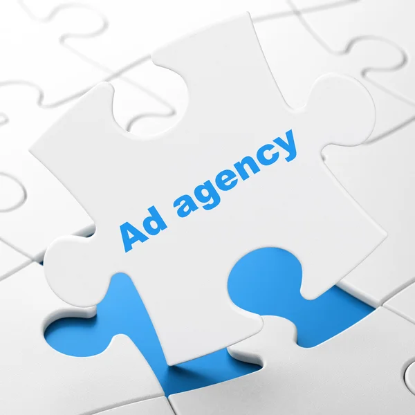 Concetto di pubblicità: Ad Agency su sfondo puzzle — Foto Stock