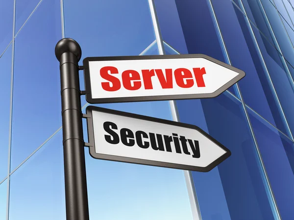 Концепция конфиденциальности: подпись Server Security on Building background — стоковое фото