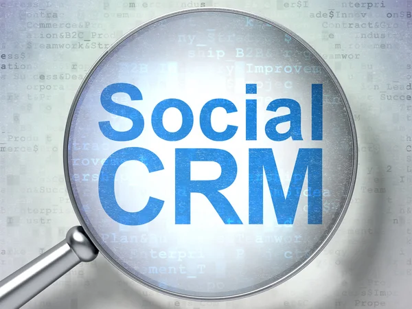 Concetto finanziario: CRM sociale con vetro ottico — Foto Stock