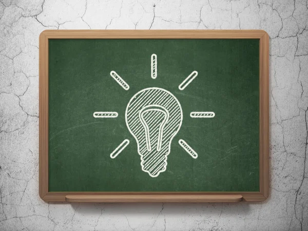 Business concept: Light Bulb on chalkboard background — Stock Photo, Image