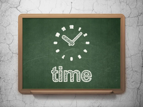 Timeline concept: Clock and Time on chalkboard background — Stock Photo, Image