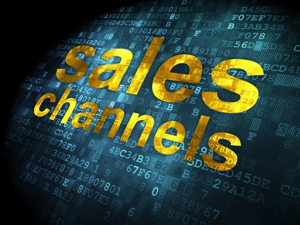Konsep pemasaran: Sales Channels di latar belakang digital — Stok Foto