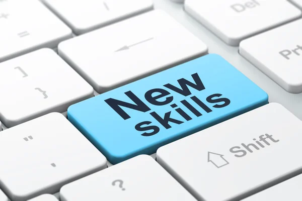 Education concept: New Skills on computer keyboard background — Stock Photo, Image