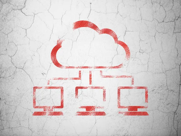 Cloud technologie koncept: Cloud Network na pozadí zdi — Stock fotografie