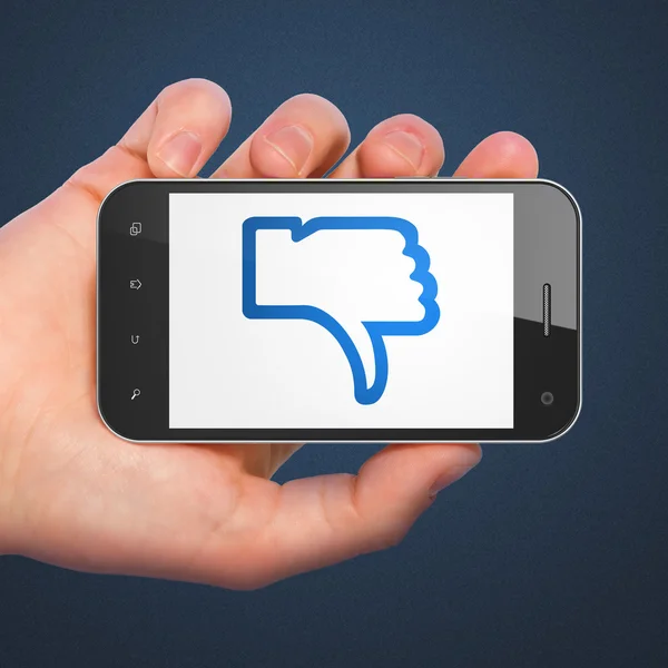 Concept de réseau social : Thumb Down sur smartphone — Photo
