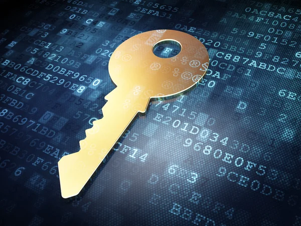 Safety concept: Golden Key on digital background — Stock Photo, Image