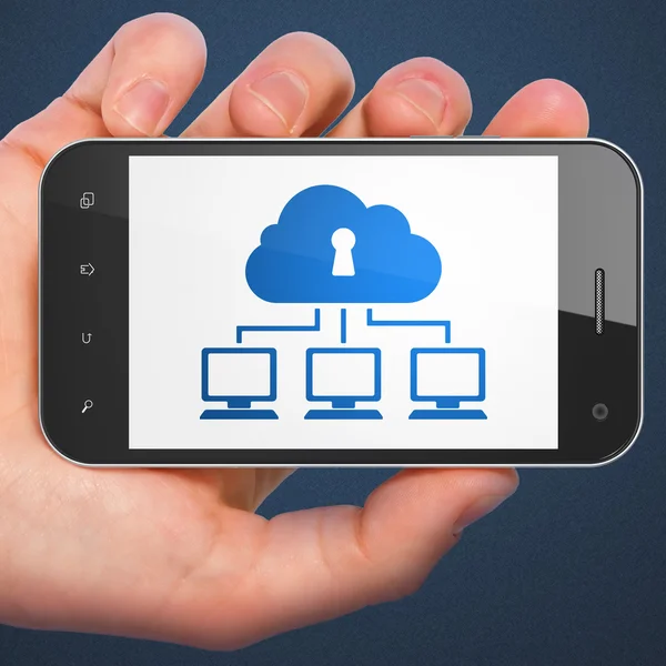 Concept de réseau Cloud : Cloud Network sur smartphone — Photo