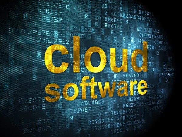 Σύννεφο υπολογιστών έννοια: σύννεφο λογισμικού σε ψηφιακό φόντο — Φωτογραφία Αρχείου