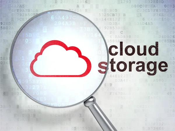 Concepto de tecnología Cloud: Cloud y Cloud Storage con vidrio óptico — Foto de Stock