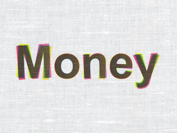 Konsep bisnis: Uang pada latar belakang tekstur kain — Stok Foto