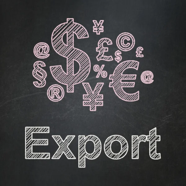 Concepto de negocio: Símbolo financiero y exportación en el fondo de pizarra —  Fotos de Stock