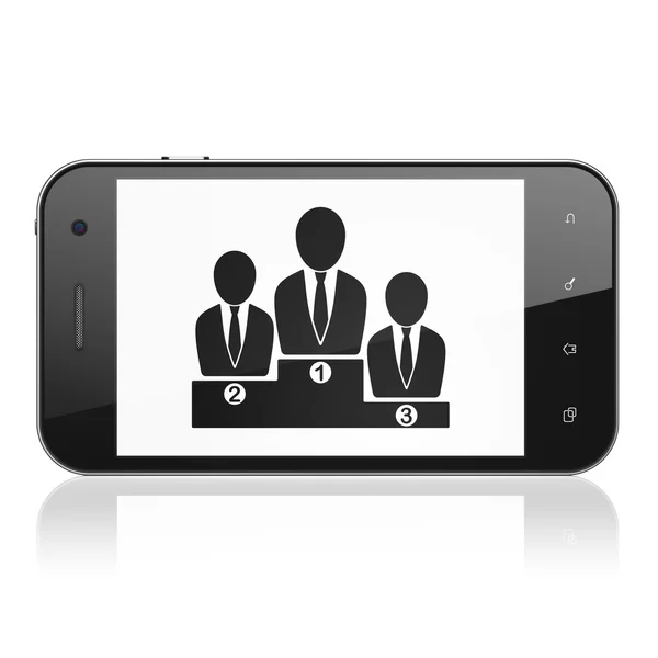 Finanzkonzept: Business-Team auf dem Smartphone — Stockfoto