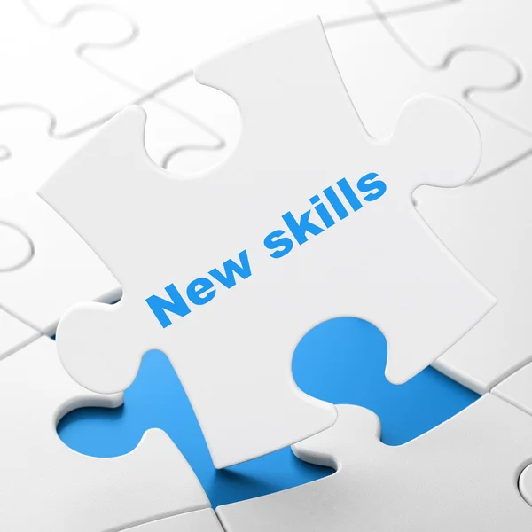 Education concept: New Skills on puzzle background — Stock Photo, Image