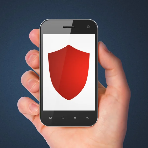 Security concept: Shield on smartphone — Stock Photo, Image