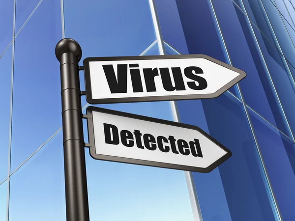 Veiligheidsconcept: teken virus ontdekt op het opbouwen van achtergrond — Stockfoto