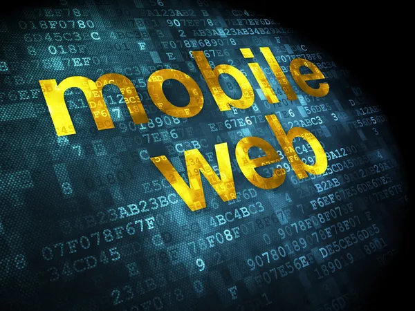 Concetto di web design SEO: Mobile Web su sfondo digitale — Foto Stock