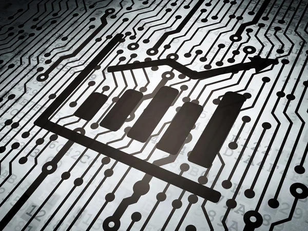 News concept: circuit board with Growth Graph — Stock Photo, Image