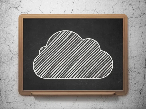 Conceito de tecnologia de nuvem: Nuvem em fundo quadro-negro — Fotografia de Stock