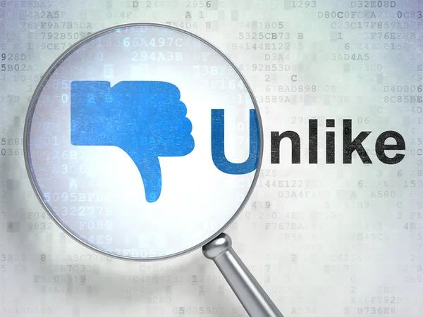 Social network concept: Thumb Down and Unlike with optical glass — Stock Photo, Image