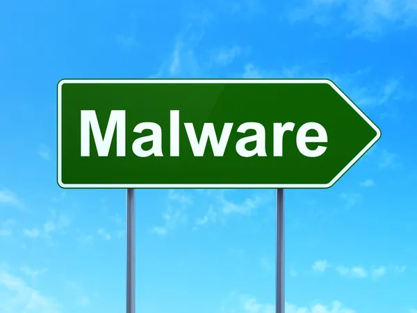 Safety concept: Malware on road sign background — Stock Photo, Image