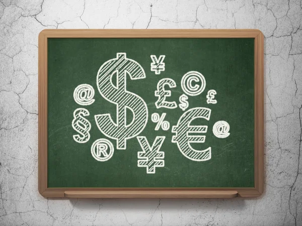 Business concept: Finance Symbol on chalkboard background — Stock Photo, Image