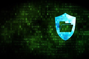 iş kavramı: dijital arka plan üzerinde kalkan ile klasör