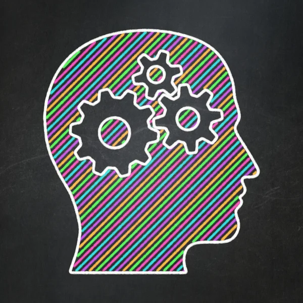 Data concept: Head With Gears on chalkboard background — Stock Photo, Image