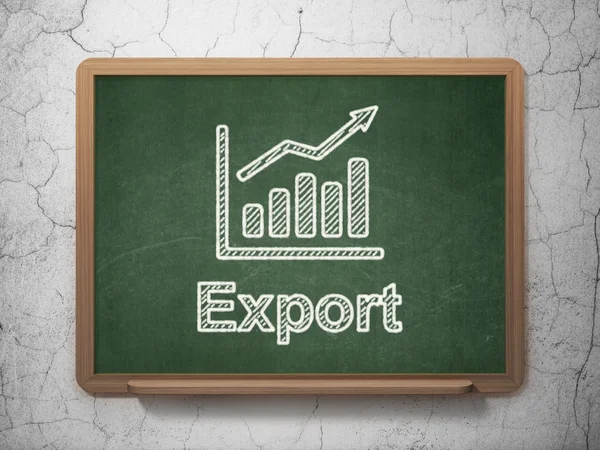 Concepto de negocio: Gráfico de crecimiento y exportación en el fondo de pizarra —  Fotos de Stock