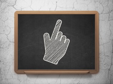 pazarlama kavramı: Kara tahta zemin üzerine fare imleci