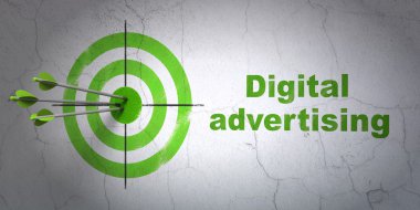 reklam kavramı: hedef ve dijital reklam duvar zemin üzerine