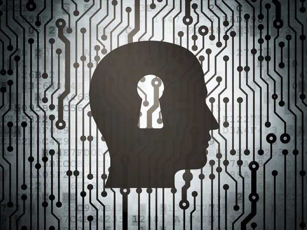 Business concept: circuit board with Head With Keyhole — Stock Photo, Image