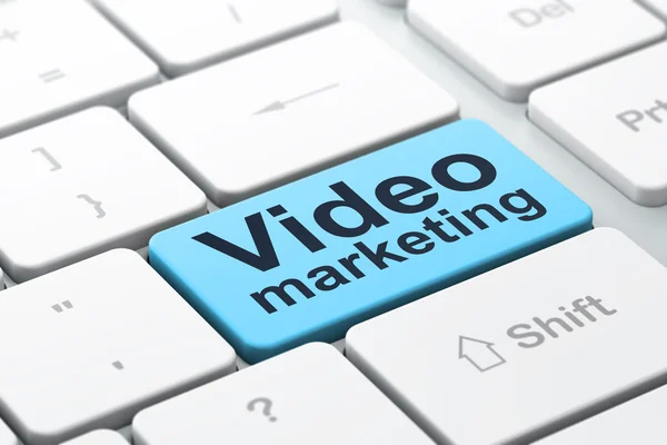 Bedrijfsconcept: Video Marketing op computer toetsenbord achtergrond — Stockfoto