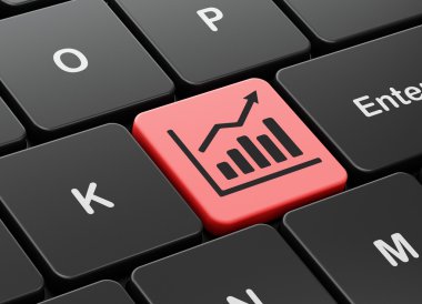 İş kavramı: büyüme grafik bilgisayar klavye arka plan üzerinde
