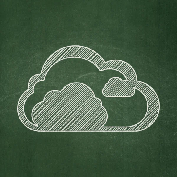 Conceito de rede de nuvem: Nuvem em fundo quadro-negro — Fotografia de Stock