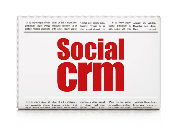 Concetto di business: titolo del giornale Social CRM — Foto Stock