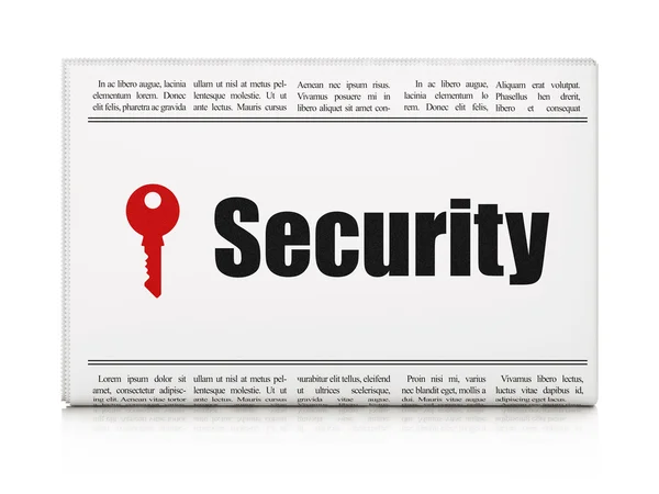 Safety concept: newspaper with Security and Key — Stock Photo, Image