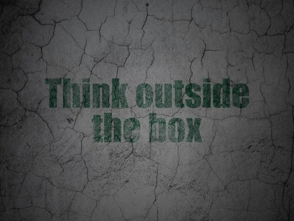 Conceito de educação: Pense fora A caixa no fundo da parede grunge — Fotografia de Stock