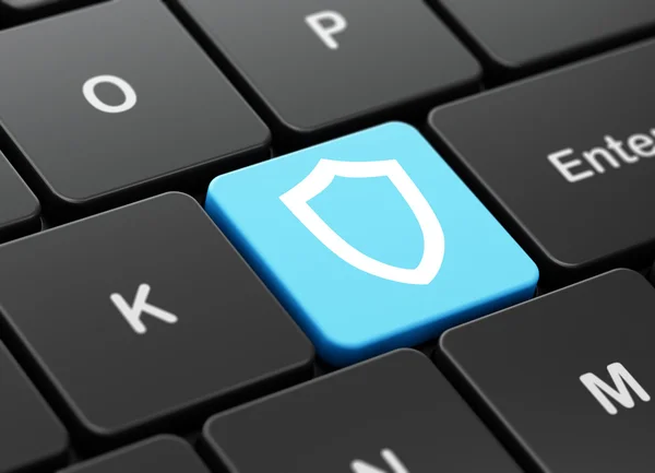 Security concept: Contoured Shield on computer keyboard background — Stock Photo, Image